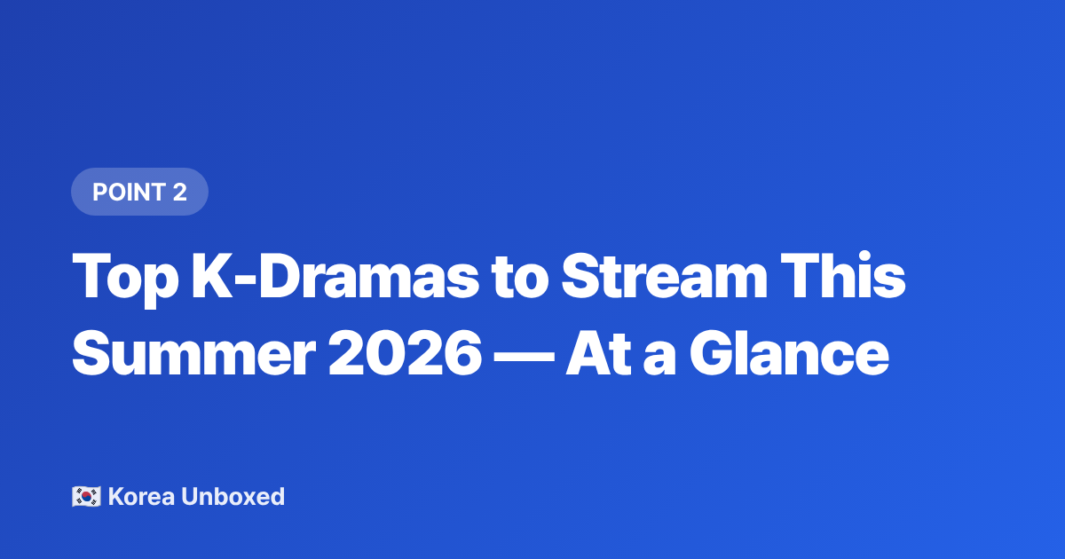 Top K-Dramas to Stream This Summer 2026 — At a Glance - Best Korean Dramas of 2026: Summer Releases Every Fan Must Watch