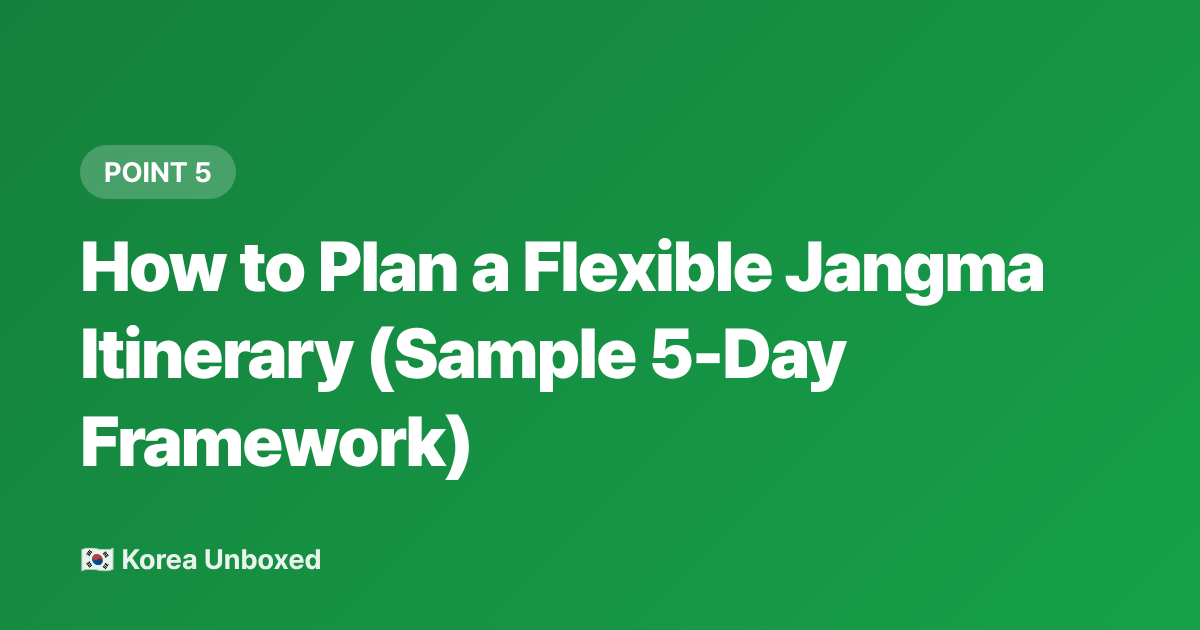 How to Plan a Flexible Jangma Itinerary (Sample 5-Day Framework) - Jangma Korea 2026: Monsoon Season Travel Guide & Activity Tips