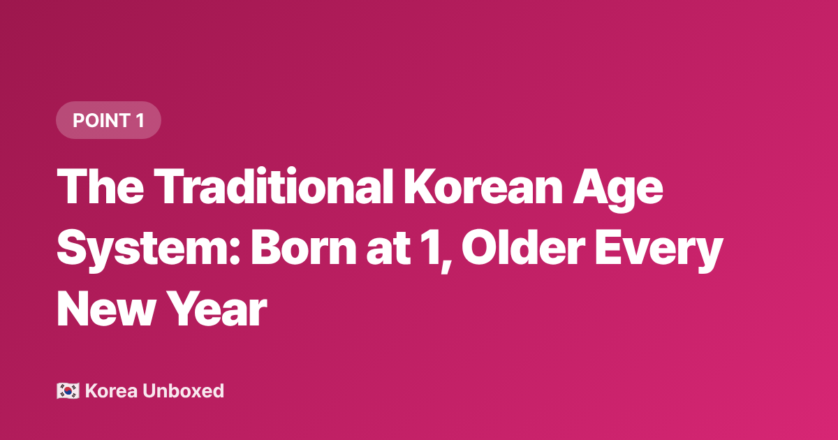 The Traditional Korean Age System: Born at 1, Older Every New Year - Korean Age System Explained: Why Koreans Use International Age Now