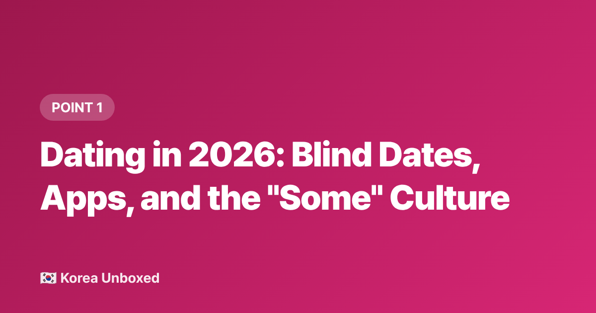 Dating in 2026: Blind Dates, Apps, and the "Some" Culture - Korean Youth Culture 2026: What Teens Are Really Into Right Now