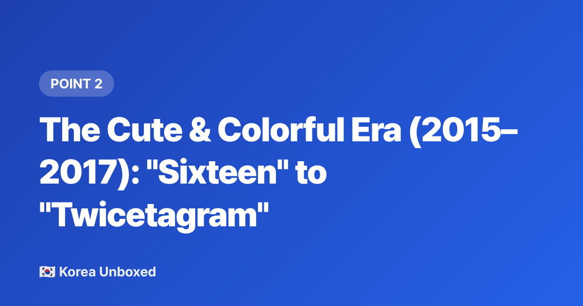 The Cute &amp; Colorful Era (2015–2017): "Sixteen" to "Twicetagram" - TWICE Discography Timeline: Every Era Explained for New Fans in 2026